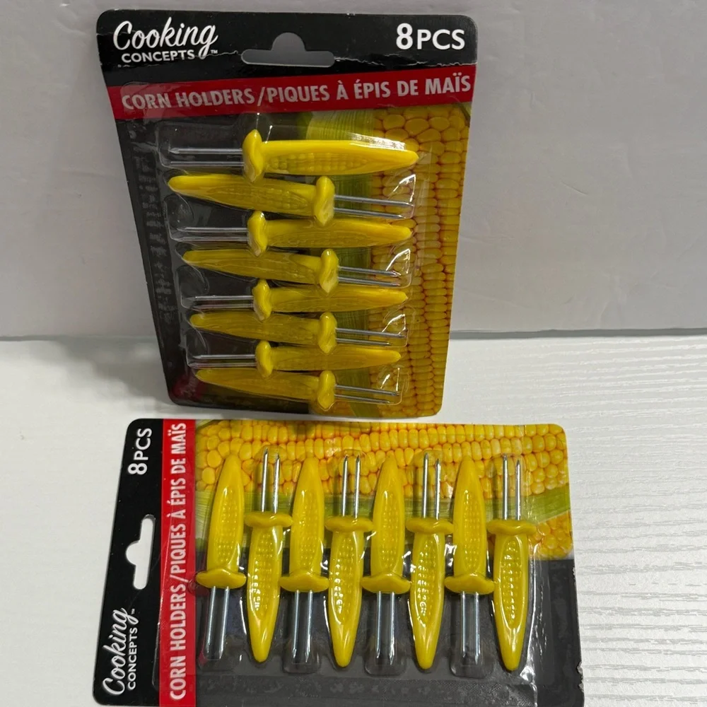 Cooking Concepts 8-Piece Corn 🌽 Holders Set – Durable Yellow Handles